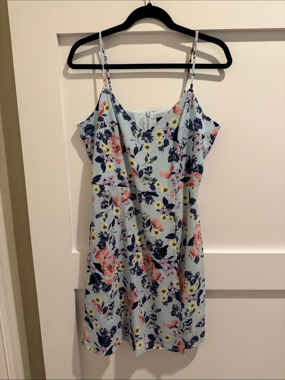 French Connection Light Blue Floral Spaghetti-Strap Mini Dress